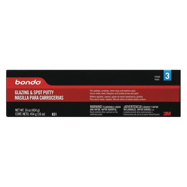 Bondo Glazing and Spot Putty, 16 oz. Container Size, Tube, Red - 651