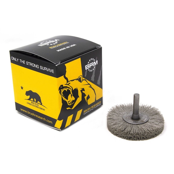 Brush Research Manufacturing BMC30AY500AO 3" Mandrel Mounted Wheel, 500 Grit Aluminum Oxide, .250" Shank Dia., .812" Trim - BMC30AY500AO