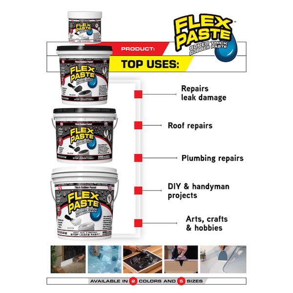 Flex Pasteö Flex Seal Family of Products Flex Paste White Rubberized Paste 1 lb - PFSWHTR16