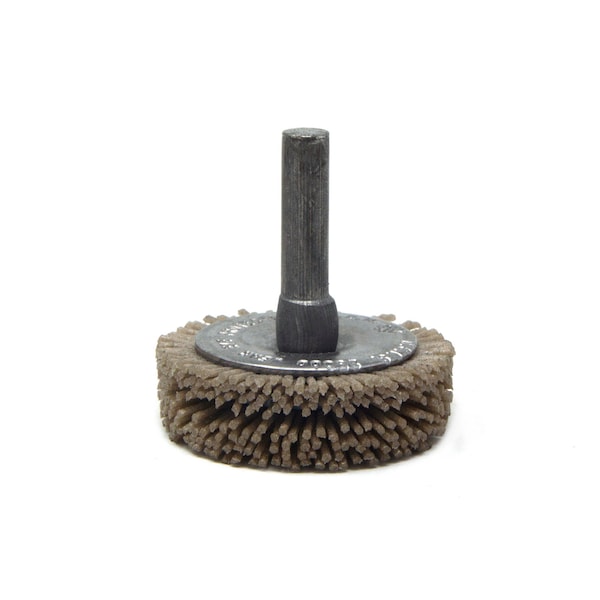 Brush Research Manufacturing BMF14AY180AO 1.5" Mandrel Mounted Wheel, 180 Grit Aluminum Oxide, .250" Shank Dia., .250" Trim - BMF14AY180AO