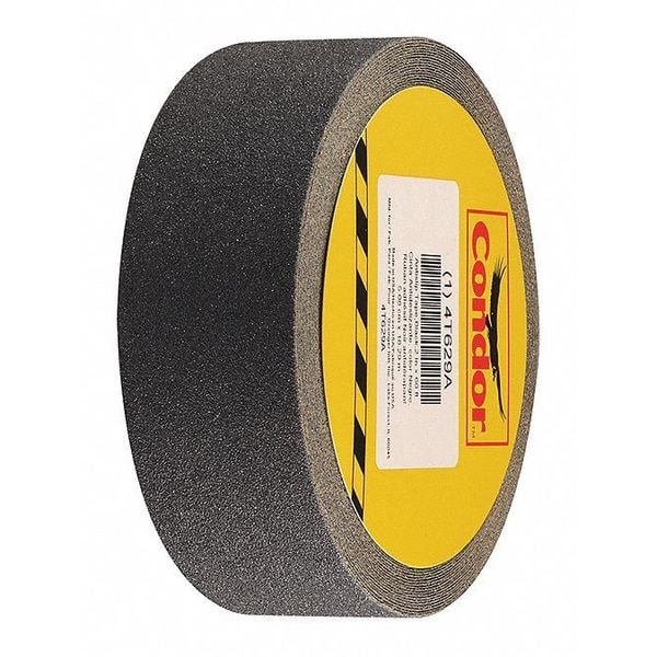 Condor Anti-Slip Tape Polyester 80 Grit Size, Black, 2" W x 60 ft. L, 28 mil Thick - GRAN13527