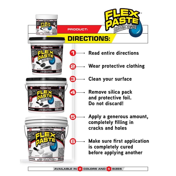 Flex Pasteö Flex Seal Family of Products Flex Paste Black Rubberized Paste 1 lb - PFSBLKR16