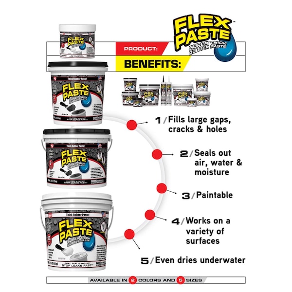 Flex Pasteö Flex Seal Family of Products Flex Paste Black Rubberized Paste 1 lb - PFSBLKR16