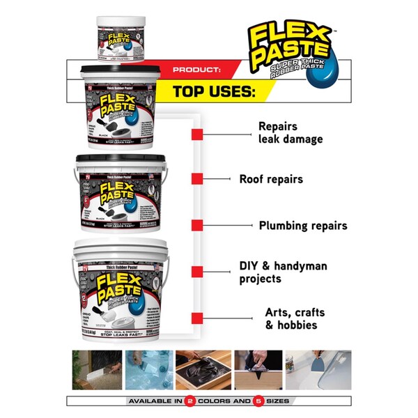 Flex Pasteö Flex Seal Family of Products Flex Paste Black Rubberized Paste 1 lb - PFSBLKR16