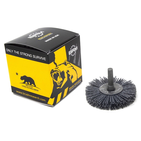 Brush Research Manufacturing BMC30AY80SC 3" Mandrel Mounted Wheel, 80 Grit Silicon Carbide, .250" Shank Dia., .812" Trim - BMC30AY80SC