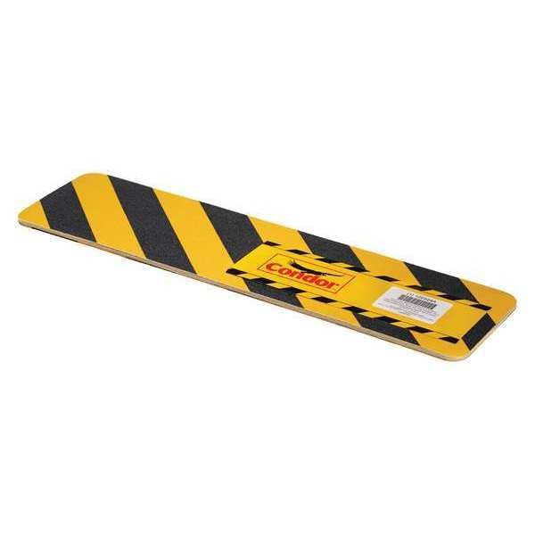 Condor Anti-Slip Tread Aluminum oxide 60 Grit Size, Black/Yellow, 6" W x 2 ft. L, 32 mil Thick - GRAN5056