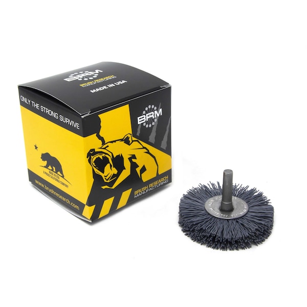Brush Research Manufacturing BMC25AY120SC 2.5" Mandrel Mounted Wheel, 120 Grit Silicon Carbide, .250" Shank Dia., .687" Trim - BMC25AY120SC