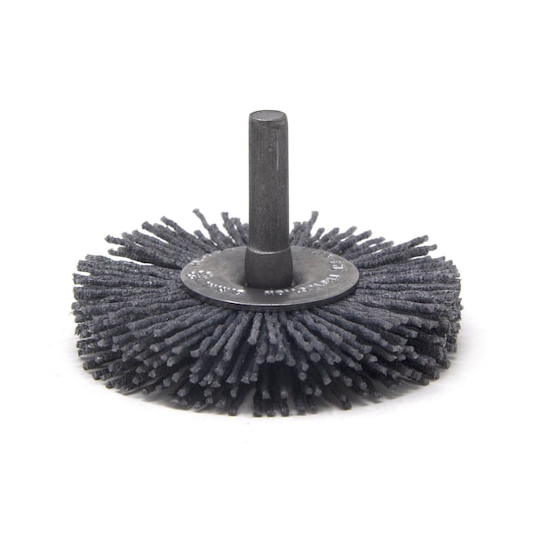 Brush Research Manufacturing BMC25AY80SC 2.5" Mandrel Mounted Wheel, 80 Grit Silicon Carbide, .250" Shank Dia., .687" Trim - BMC25AY80SC