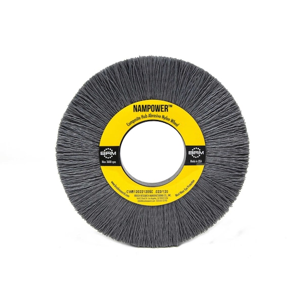 Nampower Brush CW612040120SC NAMPOWER Abrasive Wheel Brush, 6" Diameter, 120SC, 2" Arbor Hole, 1.5" Trim Length - CW612040120SC