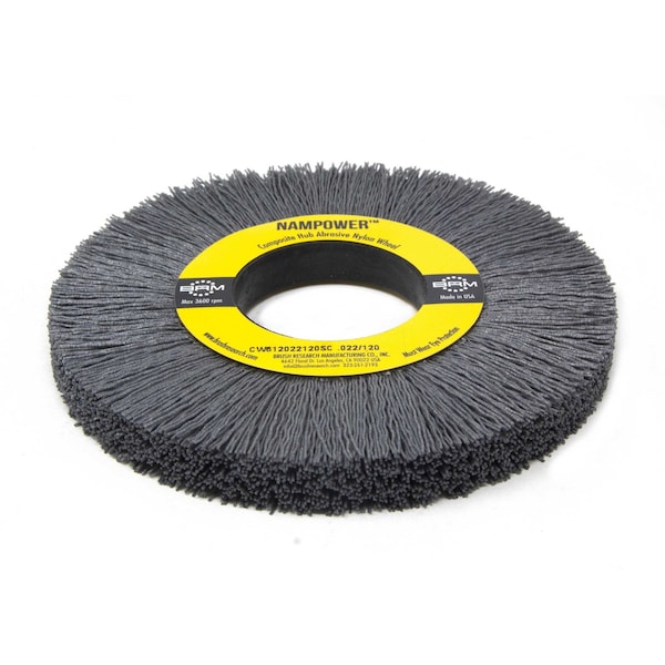 Nampower Brush CW612040120SC NAMPOWER Abrasive Wheel Brush, 6" Diameter, 120SC, 2" Arbor Hole, 1.5" Trim Length - CW612040120SC
