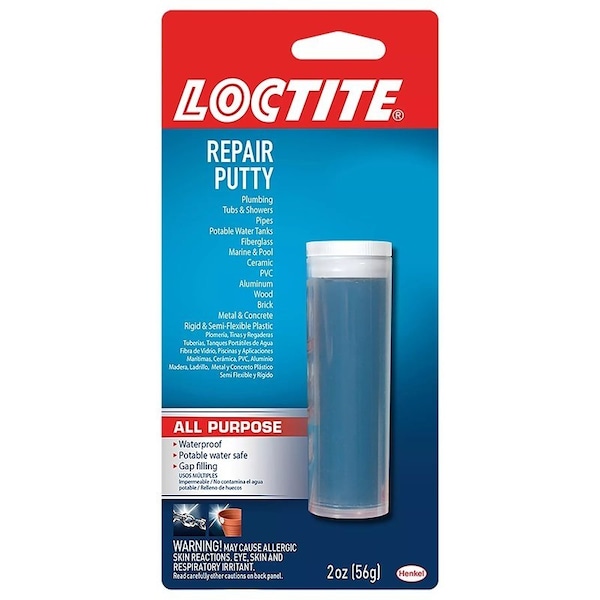 Loctite All-Purpose Repair Putty, Solid, Blue/White, 2 oz Carded Cylinder - 1999131/431348