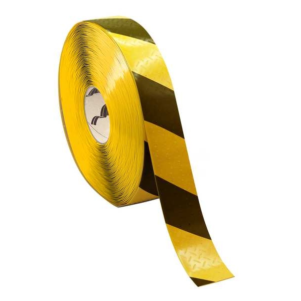 Mighty Line Floor marking, Black/Yellow, 2inx2in, Roll - MTH270