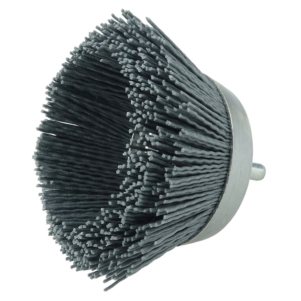 Weiler 2-3/4" Nylox Utility Cup Brush .040/120SC Crimped Fill 1/4" Stem - 14404