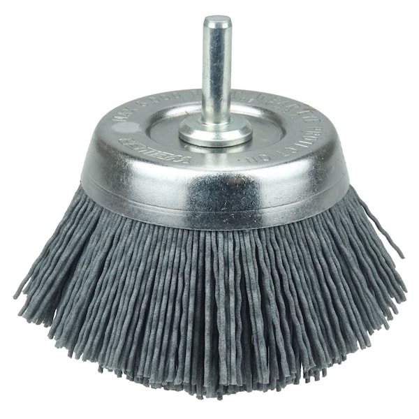 Weiler 2-3/4" Nylox Utility Cup Brush .040/120SC Crimped Fill 1/4" Stem - 14404
