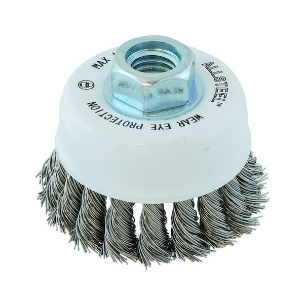Walter Surface Technologies Allsteel Wire Brush Knot Twist Cup 3" - Stainless - 13W312