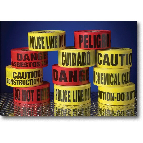 Mutual Industries Barricade Tape Yellow, 3" W x 1000 ft. L, 2 mil Thick - 17779-5555-3000