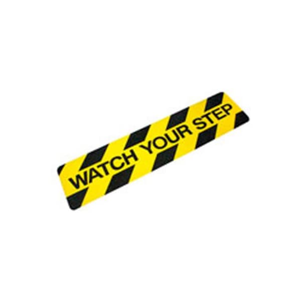 Heskins Llc Heskins "Watch Your Step" Anti Slip Stair Tread, Black/Yellow, 6" x 24" - 3413015000610WUA