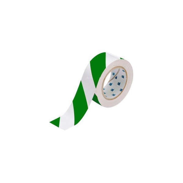 Brady Brady 132436 ToughStripe Floor Marking Tape, Polyester, 2"W X 100'L, Green/White - 132436