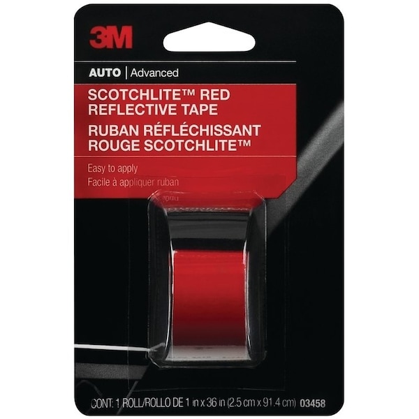 3M Scotchlite 0 Reflective Safety Tape, 36 in L, 1 in W, Red - 3458
