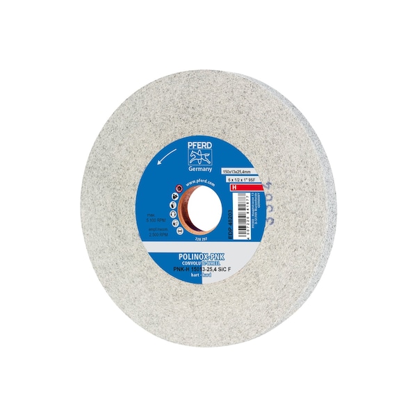 Pferd 6" x 1/2" Convolute Wheel - 1" A.H. - SiC Fine (H) 9SF - 48203