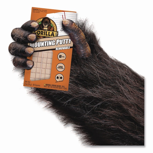 Gorilla Glue Removable Mounting Putty, Repositionable and Reusable, 2 oz, 84PK - 102745