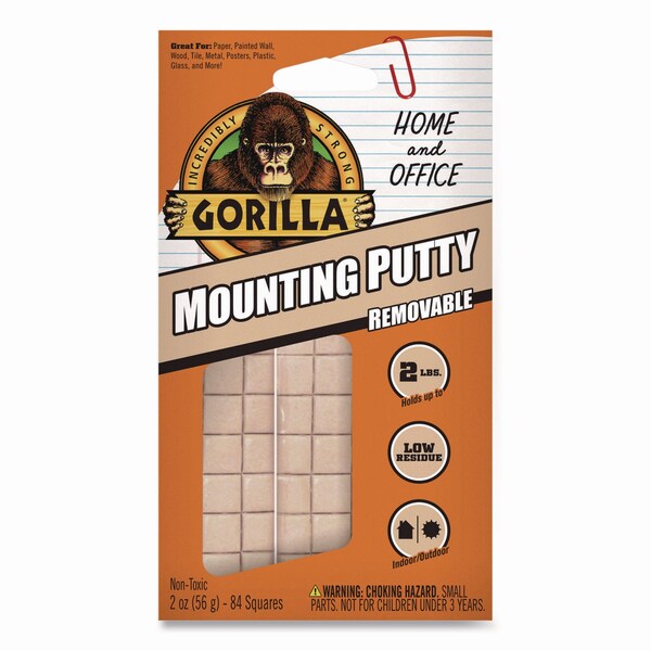 Gorilla Glue Removable Mounting Putty, Repositionable and Reusable, 2 oz, 84PK - 102745