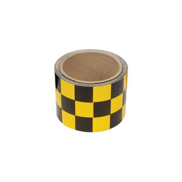 Top Tape And Label INCOM Checkerboard Hazard Tape - Yellow/Black, 3"W x 54'L, 1 Roll - LCB310
