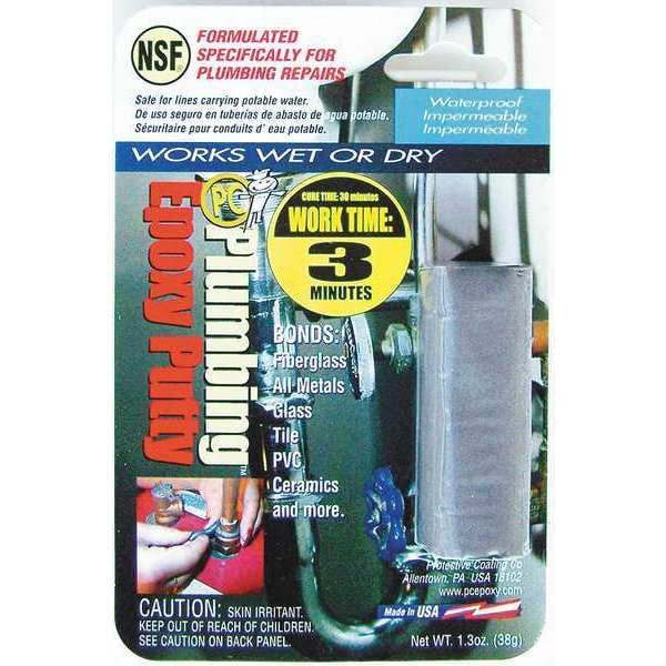 Pc Products Plumbing Epoxy Putty, 1.3 oz Container Size, Stick, PC-Plumbing, Gray/Tan - 021590