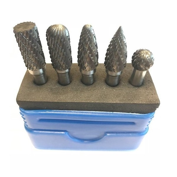 Hhip 5 Piece 1/4" Shank Double Cut Carbide Burr Set - 3000-0005