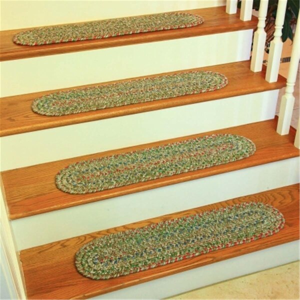 Rhody Rug Sophia Multi Braided Stair Tread- Moss Green, 13PK - SO65A008X028-13