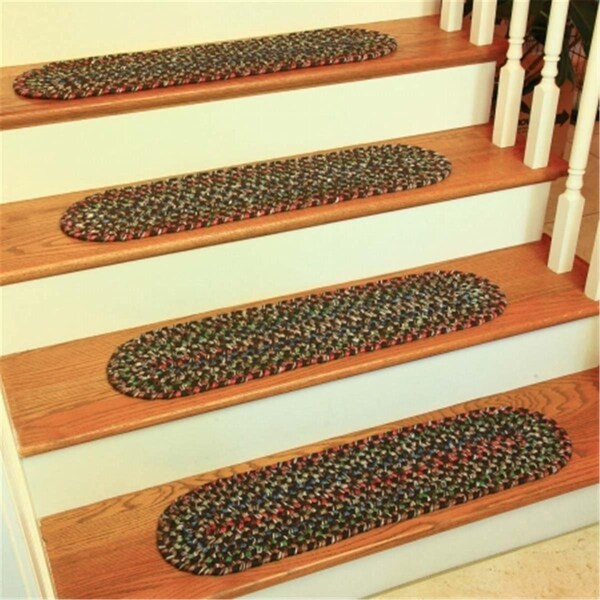 Rhody Rug Katie Multi Braided Stair Tread- Brown, 13PK - KA33A008X028-13