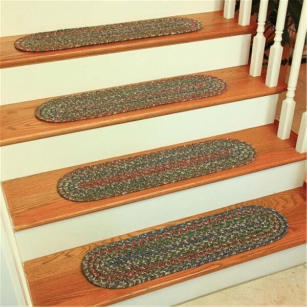 Rhody Rug Katie Multi Braided Stair Tread- Dark Taupe, 13PK - KA23A008X028-13