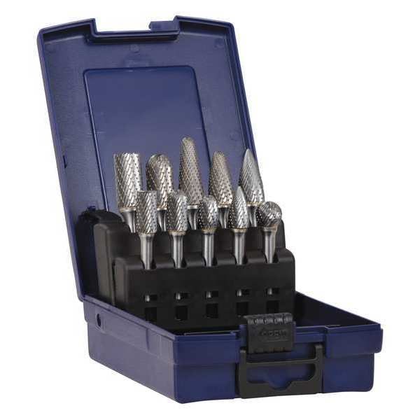 Sgspro Carbide Bur Set, 1/4 in. Shank, 10 pcs. - 18261