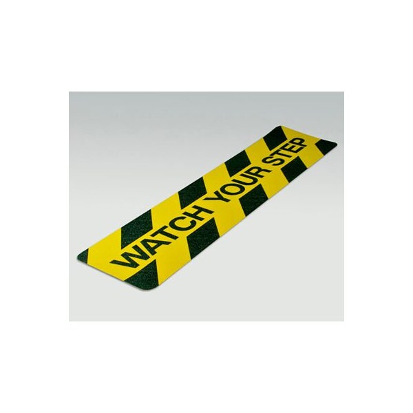 Top Tape And  Label. Gator Grip Cleat, Watch Your Step, Yellow/Black, 6inW x 24inL, 10/Pkg.,  - SG3126WYS