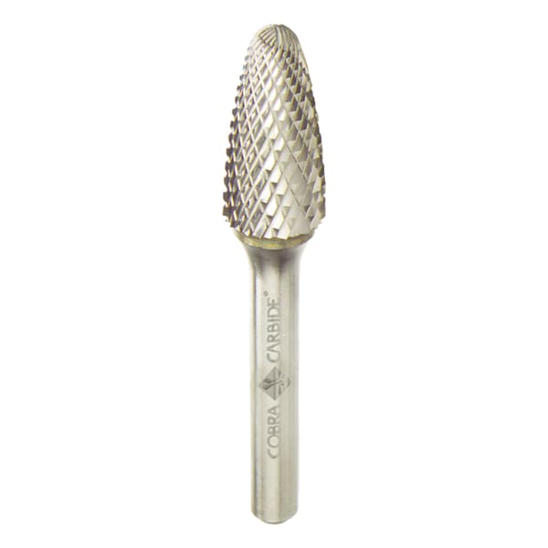 Cobra Carbide Carbide Burr, Double Cut Shape F Regular Length, SF-3, 3/8 - 10855