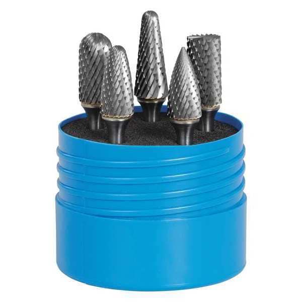 Sgspro Carbide Bur Set, Omega Cut, 5 pcs., 1/4 in. - 18265