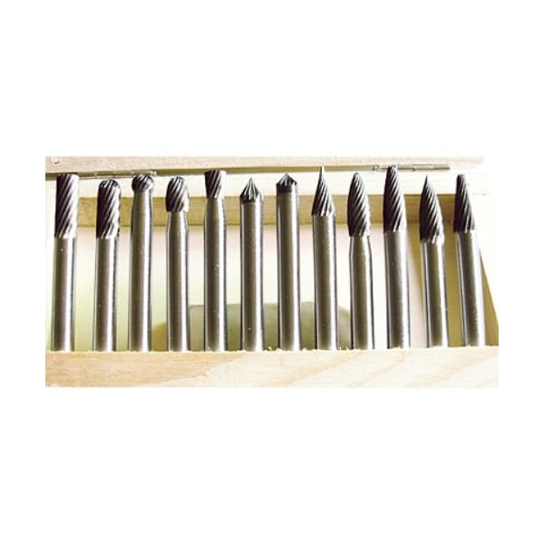 Hhip 12 Piece 1/4" Shank Double Cut Carbide Burr Set - 3000-0012
