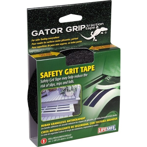 Incom Safety Grit Tape, 15 ft L, 1 in W, PVC Backing, Black - RE3950