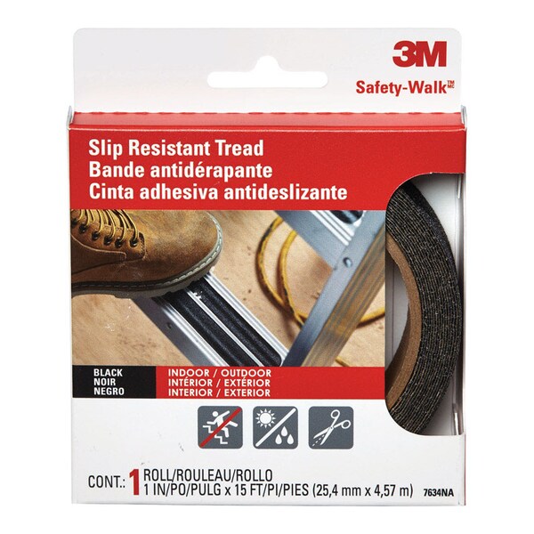 3M Slip Resistant Tape Black, 1 in W x 15 ft L - 610B-R1X180