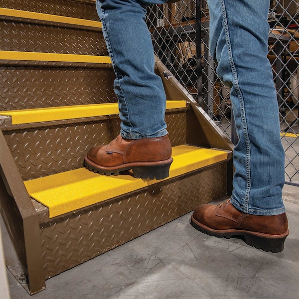 Pig TuffGrit Step Cover w Fine Grit 9in W x 30in L x 1in H Install w Adhesive or Mechanical Fasteners - FLM3025-YW