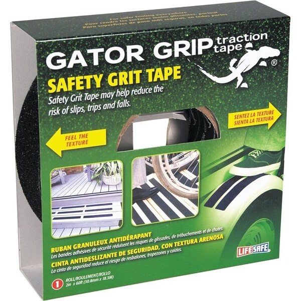 Incom Gator Grip Traction Tape, 60 ft L, 2 in W, PVC Backing, Black - RE142