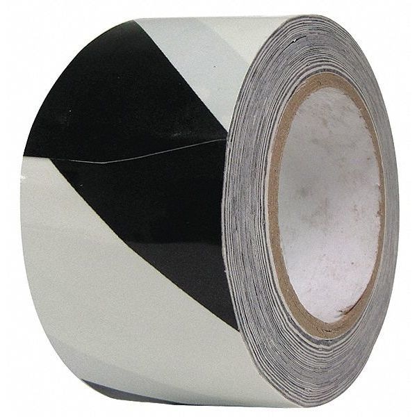 Condor Safety Warning Tape Vinyl White/Black, 2" W x 108 ft. L, 0.236 in Thick - 6FXV6