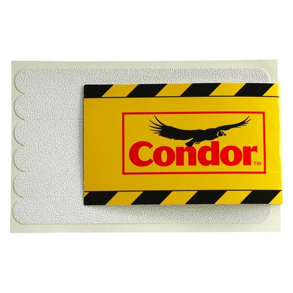Condor Anti-Slip Tread vinyl Proprietary Grit Size, White, 3/4" W x 7-1/2" L, 27 mil Thick - GRAN1378