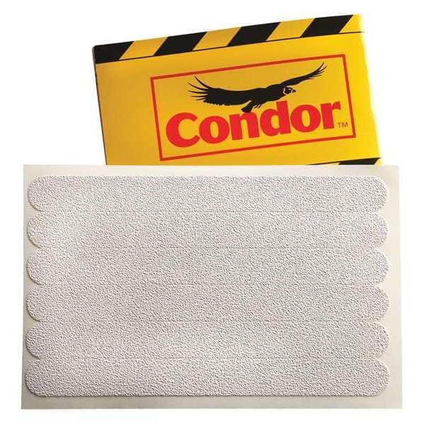 Condor Anti-Slip Tread vinyl Proprietary Grit Size, White, 3/4" W x 7-1/2" L, 27 mil Thick - GRAN1378
