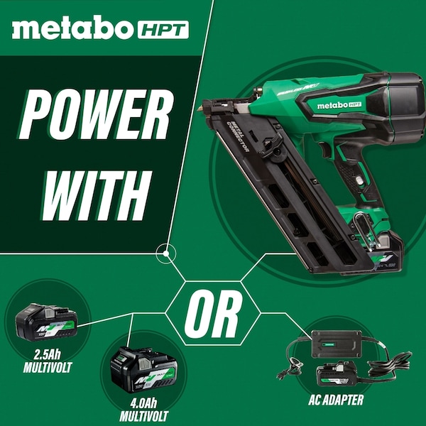 Metabo Hpt 36V MV Cordless Brushless Metal Connector Nailer Kit - NR3665DAM