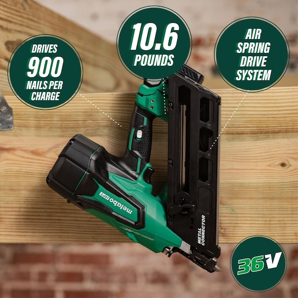 Metabo Hpt 36V MV Cordless Brushless Metal Connector Nailer Kit - NR3665DAM