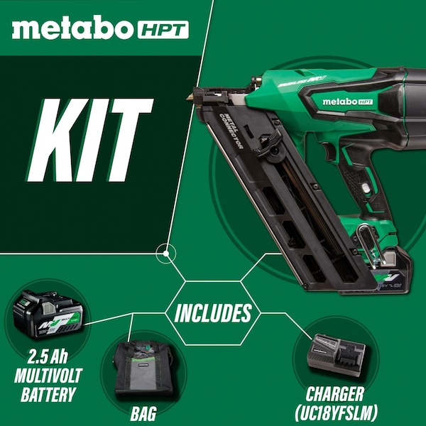 Metabo Hpt 36V MV Cordless Brushless Metal Connector Nailer Kit - NR3665DAM