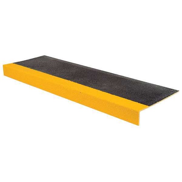 Rust-Oleum Stair Tread Cover Fiberglass Reinforced Plastic Coarse Grit Size, Black/Yellow, 32 in W x - 271792
