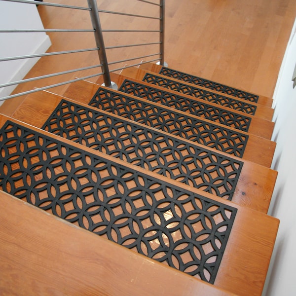Rubber-Cal 6-Piece Azteca Indoor Outdoor Stair Treads Rubber Step Mats, 9.75 by 29.75-Inch - 10-104-008-6PK