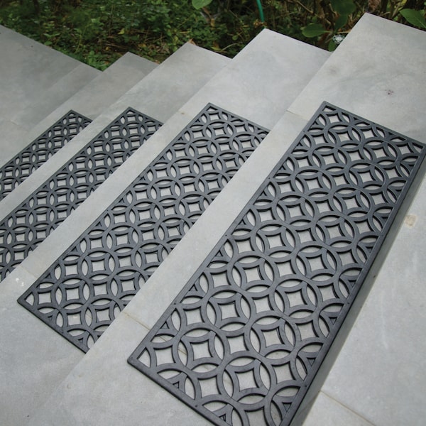 Rubber-Cal 6-Piece Azteca Indoor Outdoor Stair Treads Rubber Step Mats, 9.75 by 29.75-Inch - 10-104-008-6PK